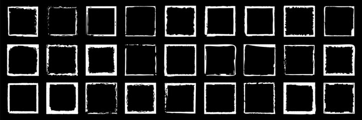 Abstract white grunge frame elements. Old worn overlay distressed frames background. Paint ink grunge frames