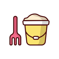 Sand Bucket icon isolate white background vector stock illustration.