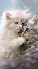 Obraz premium Emoção animal , capturando o abraço terno de casal de gatos
