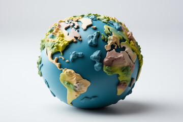 Fototapeta premium Planet earth plasticine education on a white background