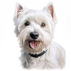 West_Highland_White_Terrier_dog_photorealism_style on white background