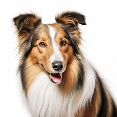 Fototapeta premium Shetland_Sheepdog_dog_photorealism_style_on_white background