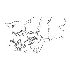 Guinea Bissau map with administrative divisions. Vector illustration.