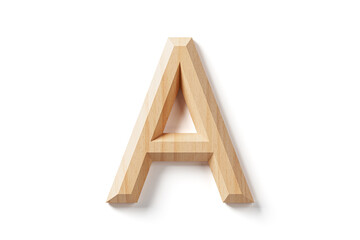 Letters made of wood. 3d illustration of wooden alphabet isolated on white background