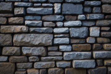 Fototapeta premium Background of stone wall texture. Close up of gray stone wall. Generative AI
