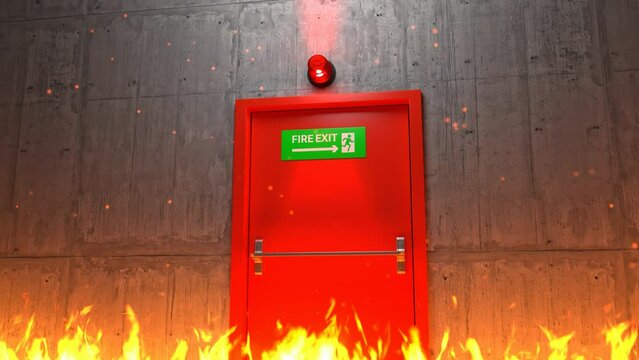 Emergency exit door with siren light, Direction to the emergency exit