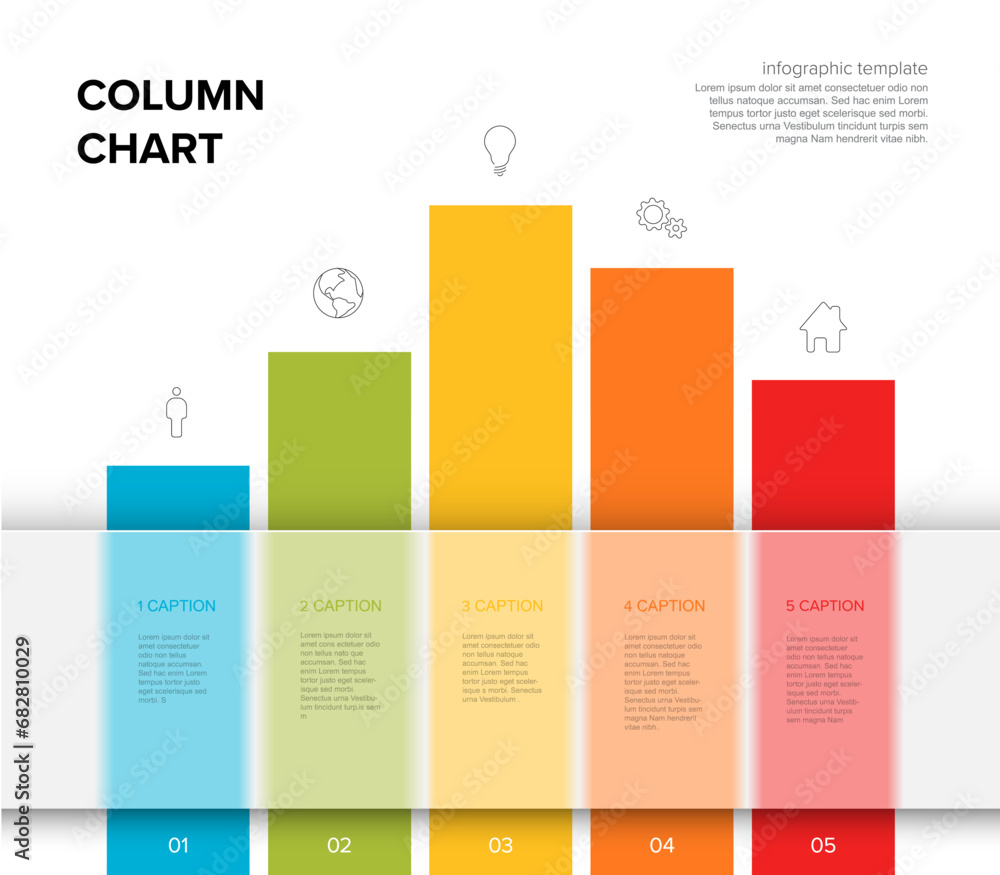Poster infographic column line report template with paper labels