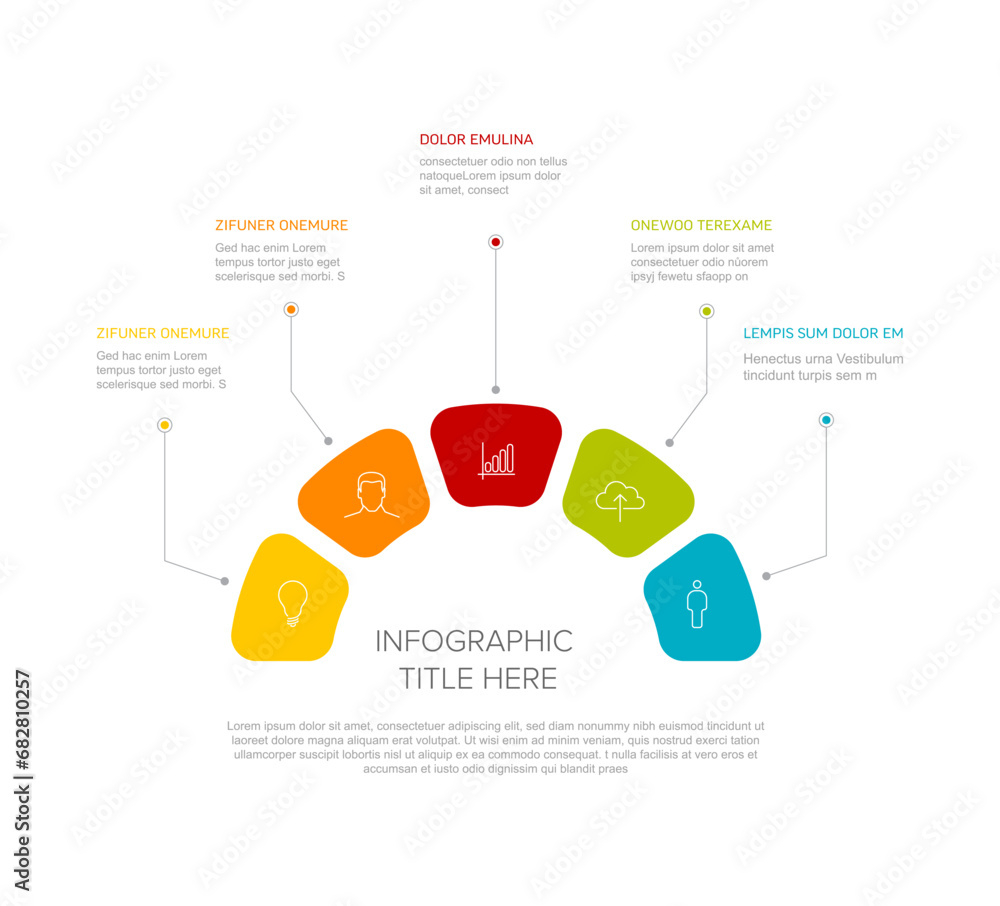 Poster vector multipurpose infographic five rounded elements template