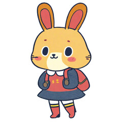 Rabbit going to school