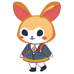 Rabbit going to school