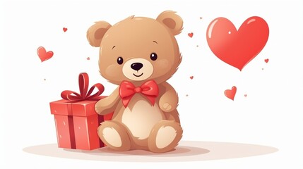 valentine day gift with balloons and teddy bear generated by AI tool 