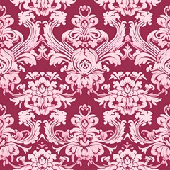 Fototapeta premium Elegant Damask Whispers: Seamless Antique Pink Wallpaper