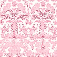 Elegant Damask Whispers: Seamless Antique Pink Wallpaper