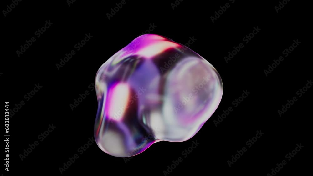 Poster droplet of liquid with a holographic surface. abstract background in purple and red colors. seamless