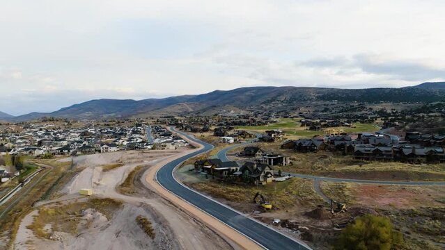 Red Ledges gated golf community in Heber City, Utah - aerial push forward