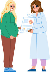 Fototapeta premium woman obstetricians maternity care vector. medicine young, doctor birth, hospital gynecologist woman obstetricians maternity care character. people flat cartoon illustration