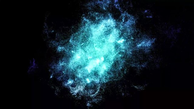 Abstract background 3D animation shiny particles sparks light and energy waves outburst and transformation