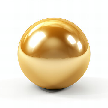 Metallic gold ball isolated on white background