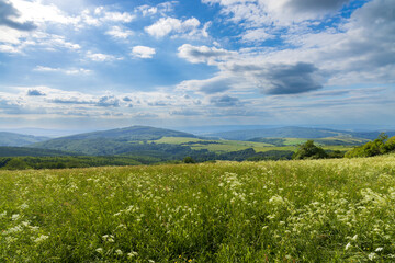 Fototapeta premium Landscape Kubikuv vrch near Javorník and Nova Lhota, White Carpathians, Czech Republic