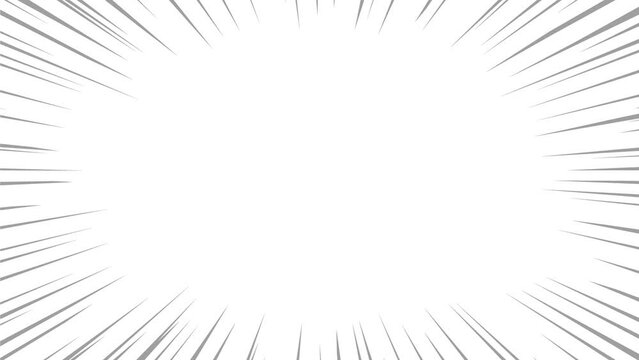空白範囲の広いグレーの集中線・ループアニメーション（白背景）