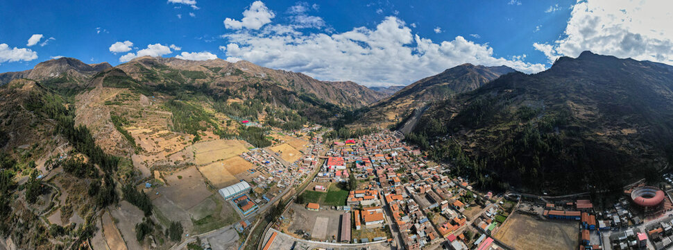 Aerial view of the town of Chavin de Huantar, Ancash