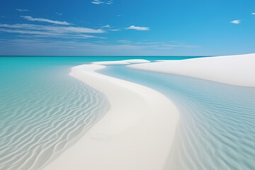 Fototapeta na wymiar A beautiful large sandbank goes into the sea