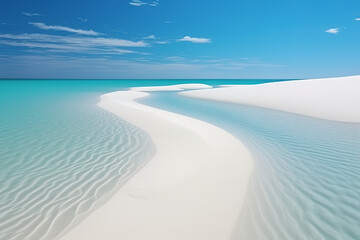 A beautiful large sandbank goes into the sea