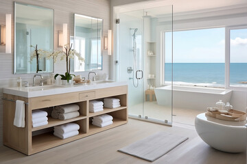 Breezy Elegance: Coastal Modern Bathroom Retreat, Where Relaxation Meets Contemporary Design