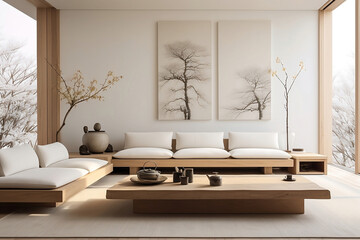 Nordic Zen: A Photorealistic Blend of Scandinavian and Japanese Fusion in Interior Design