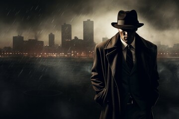 Powerful Gangster man art. Dark mystery. Generate Ai