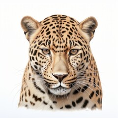 Obraz premium Wild cat Leopardus pardalis photorealism style on white background