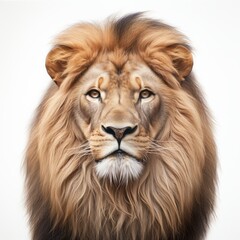 Wild cat lion Panthera leo photorealism style on white background