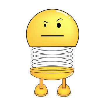 Vector illustration of spiral emoticon with body and legs. Cartoon Emoji spiral unsure. Cute emoticon, child icon.