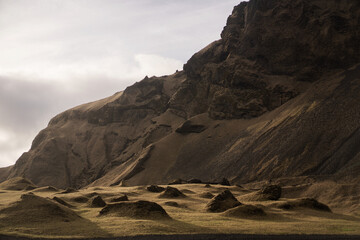 Mountain View at sunset. Iceland.