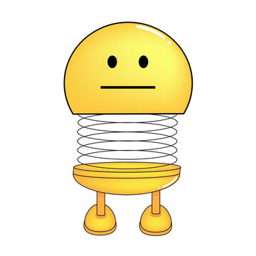 Vector illustration of spiral emoticon with body and legs. Flat face spiral Emoji cartoon. Cute emoticon, child icon.
