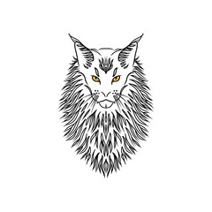 Maine coon black line art