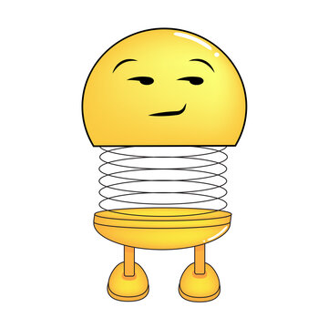 Vector illustration of spiral emoticon with body and legs. Spiral Emoji cartoon understatement. Cute emoticon, child icon.