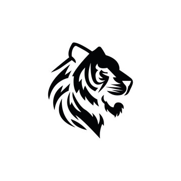 tiger head. Black tiger on a white background. Logo, emblem, icon