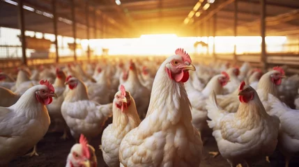Schilderijen op glas Chicken Farm: Rural Agriculture and Poultry Production Chicken Farm, poultry production, for breeding chickens © ND STOCK