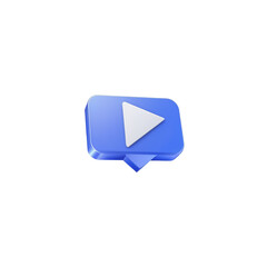 Fototapeta premium 3D blue play button icon on white background.