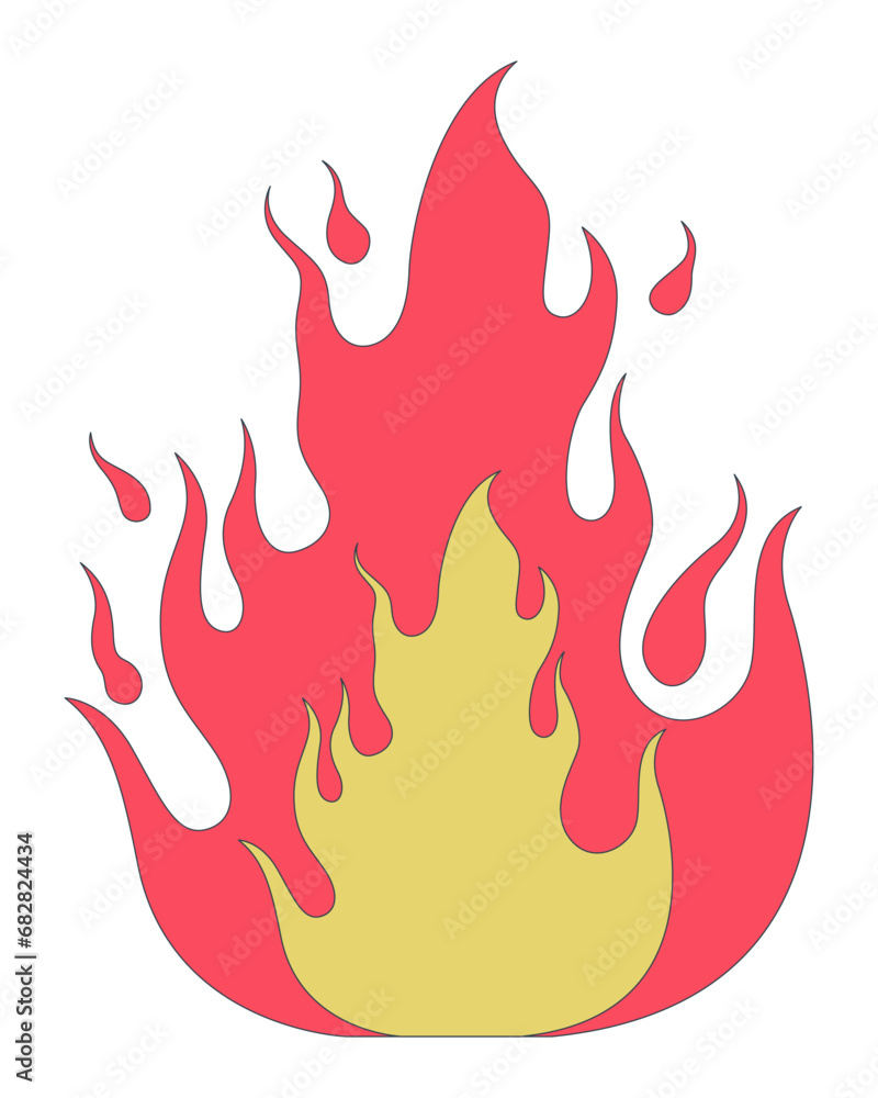 Poster passion blazing 2d linear cartoon object. flame igniting isolated line vector element white backgrou