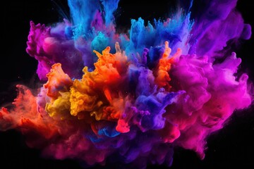 Luminous Explosion: Crystalline Neon Powder Unleashes a Dazzling Spectrum on the Abyss
