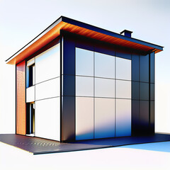 Sketch of a modern house. Illustration on a white background.