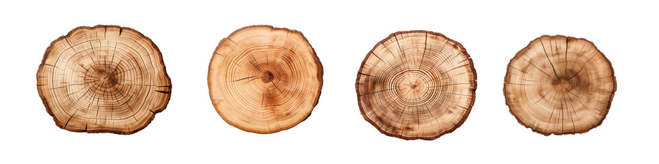Set of tree stumps isolated on transparent background. PNG