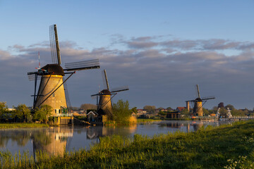 Traditional Dutch windmills in Kinderdijk - Unesco site, The Netherlands