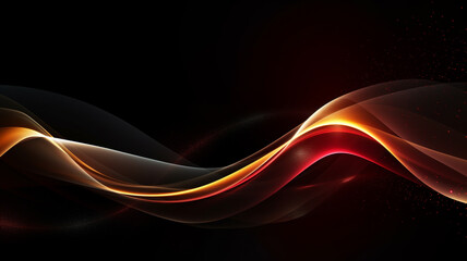 Abstract futuristic background with orange blurry glowing wave and neon lines