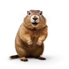Obraz premium happy groundhog isolated on white background