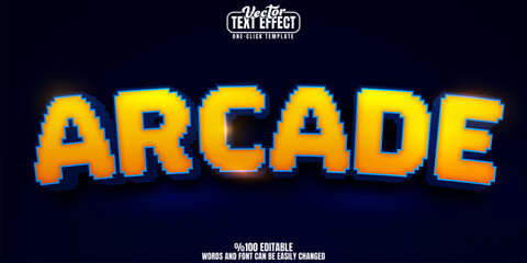 Arcade editable text effect, customizable gaming and retro 3D font style