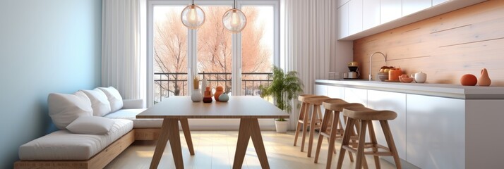 Modern kitchen interior design. Modern Studio Apartment.