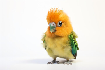 Obraz premium a yellow and green bird with a bright orange head